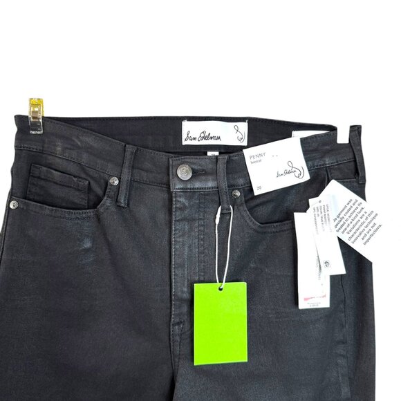Sam Edelman Penny Bootcut Black Coated Jeans Size 29 NWT High Rise Stretch Denim - Picture 7 of 8